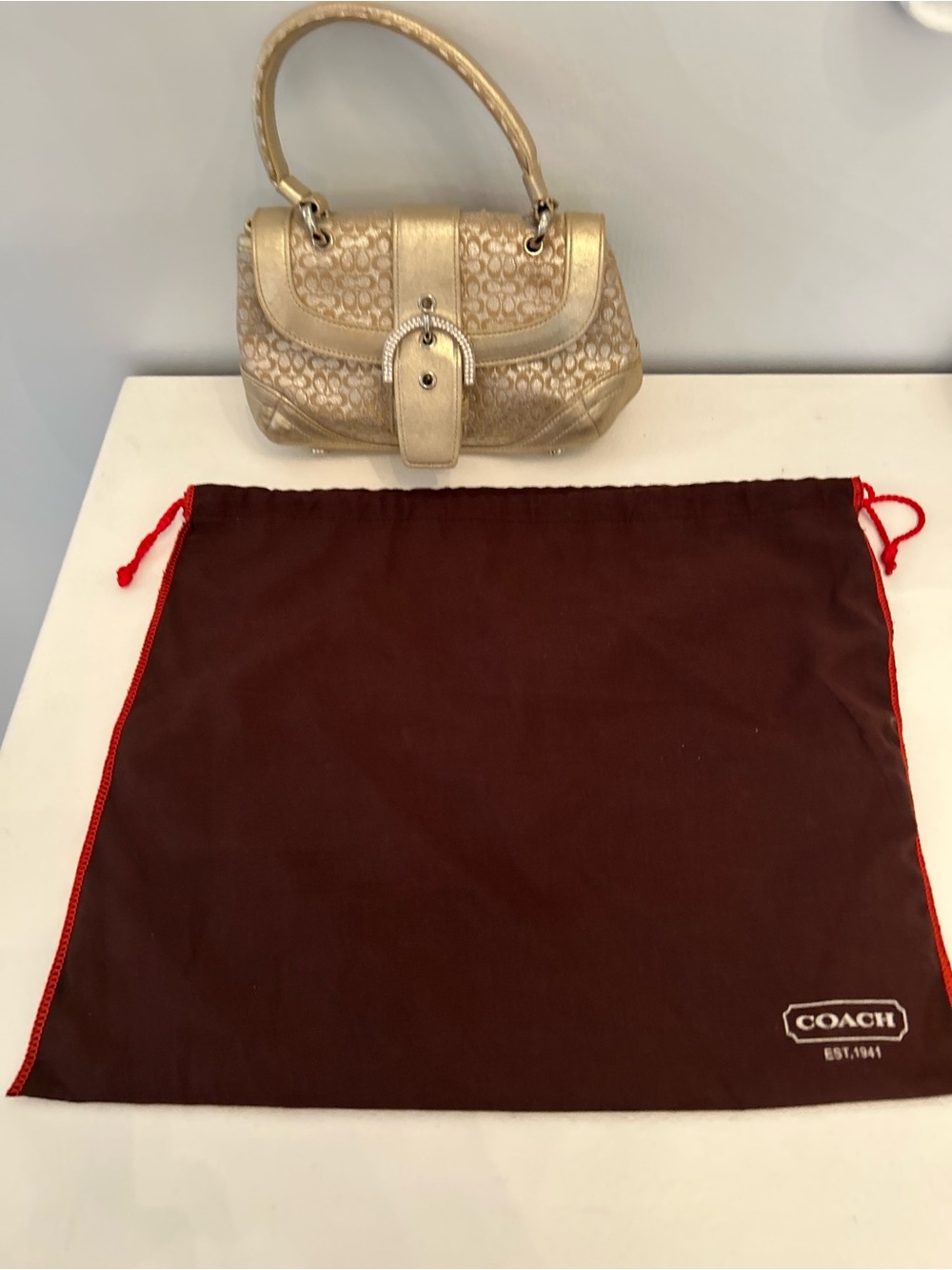 Coach Metallic Gold Mini Top Handle Bag - Picture 10 of 10